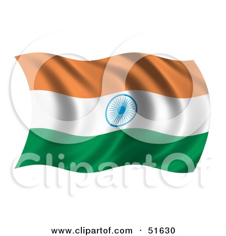 Royalty-Free (RF) Clipart Illustration of a Wavy India Flag - Version 1 by stockillustrations