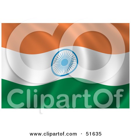 Royalty-Free (RF) Clipart Illustration of a Wavy India Flag - Version 2 by stockillustrations