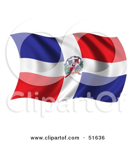 Royalty-Free (RF) Clipart Illustration of a Wavy Dominican Republic Flag - Version 2 by stockillustrations