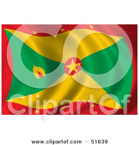 Royalty-Free (RF) Clipart Illustration of a Wavy Grenada Flag by stockillustrations