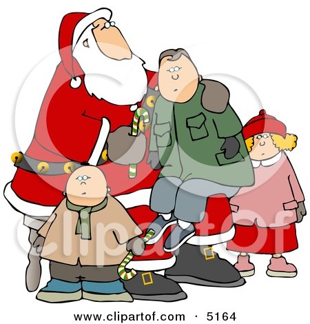 Children with Santa and Boy Sitting On His Lap Clipart by djart