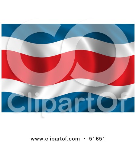 Royalty-Free (RF) Clipart Illustration of a Wavy Costa Rica Flag - Version 2 by stockillustrations