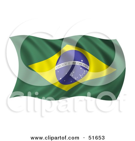 Royalty-Free (RF) Clipart Illustration of a Wavy Brazil Flag - Version 1 by stockillustrations