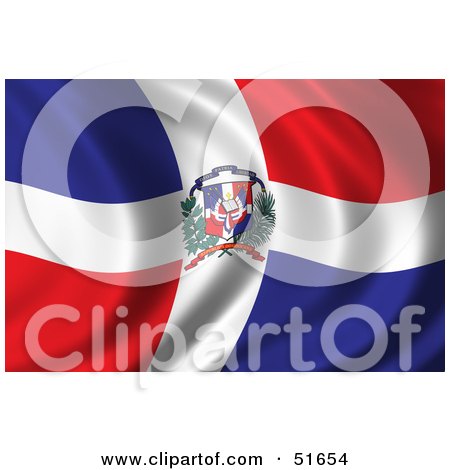 Royalty-Free (RF) Clipart Illustration of a Wavy Dominican Republic Flag - Version 1 by stockillustrations