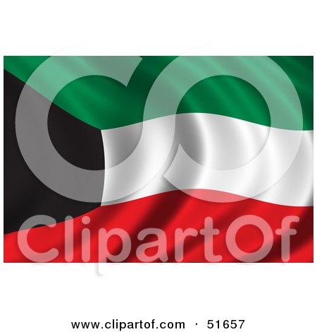 Royalty-Free (RF) Clipart Illustration of a Wavy Kuwait Flag by stockillustrations
