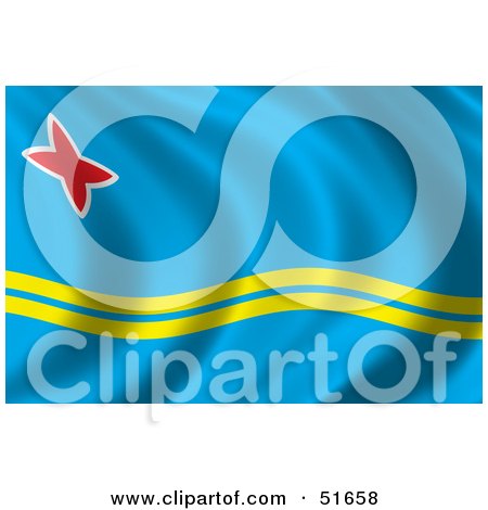 Royalty-Free (RF) Clipart Illustration of a Wavy Aruba Flag by stockillustrations