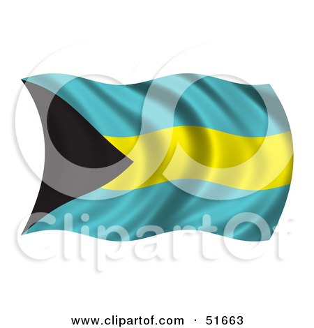 Royalty-Free (RF) Clipart Illustration of a Wavy Bahamas Flag - Version 1 by stockillustrations