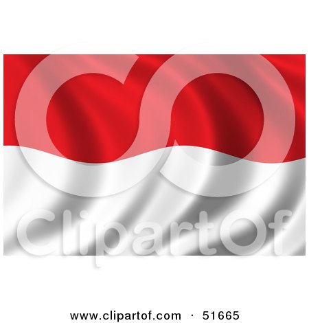 Royalty-Free (RF) Clipart Illustration of a Wavy Indonesia Flag by stockillustrations
