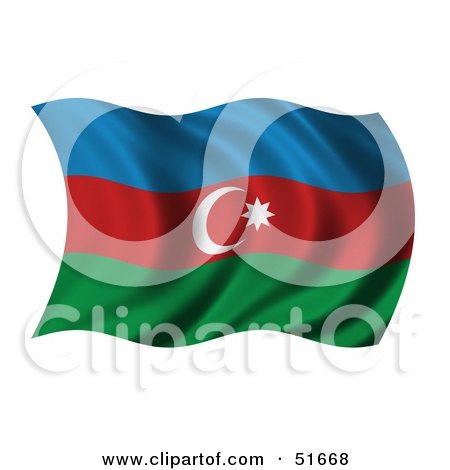 Royalty-Free (RF) Clipart Illustration of a Wavy Azerbaijan Flag by stockillustrations