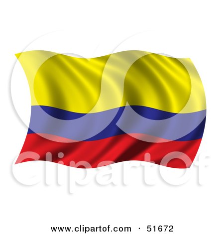 Royalty-Free (RF) Clipart Illustration of a Wavy Colombia Flag by stockillustrations