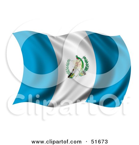 Royalty-Free (RF) Clipart Illustration of a Wavy Guatemala Flag by stockillustrations