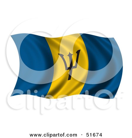 Royalty-Free (RF) Clipart Illustration of a Wavy Barbados Flag by stockillustrations