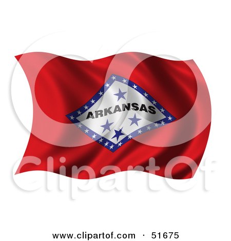Royalty-Free (RF) Clipart Illustration of a Wavy Arkansas State Flag by stockillustrations