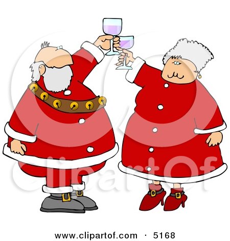 Mr. And Mrs. Claus Toasting Wine Glasses Together Clipart by djart