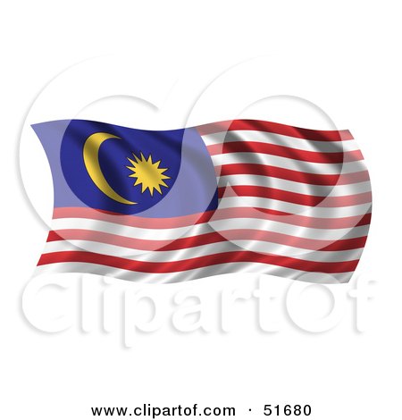 Royalty-Free (RF) Clipart Illustration of a Wavy Malaysia Flag by stockillustrations