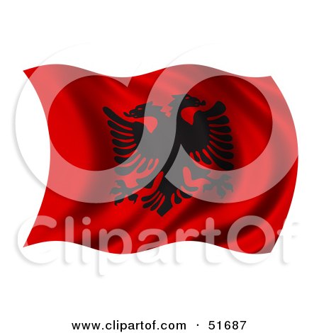 Royalty-Free (RF) Clipart Illustration of a Wavy Albania Flag - Version 2 by stockillustrations