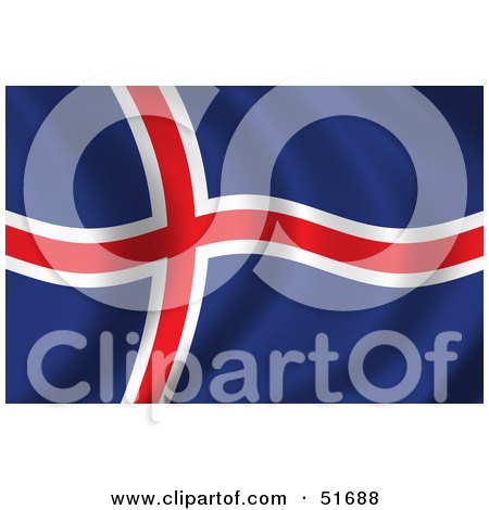 Royalty-Free (RF) Clipart Illustration of a Wavy Iceland Flag by stockillustrations