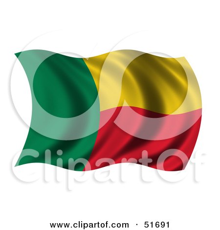 Royalty-Free (RF) Clipart Illustration of a Wavy Benin Flag by stockillustrations