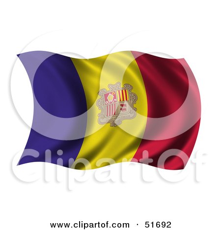 Royalty-Free (RF) Clipart Illustration of a Wavy Andorra Flag by stockillustrations
