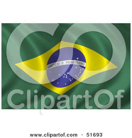 Royalty-Free (RF) Clipart Illustration of a Wavy Brazil Flag - Version 2 by stockillustrations