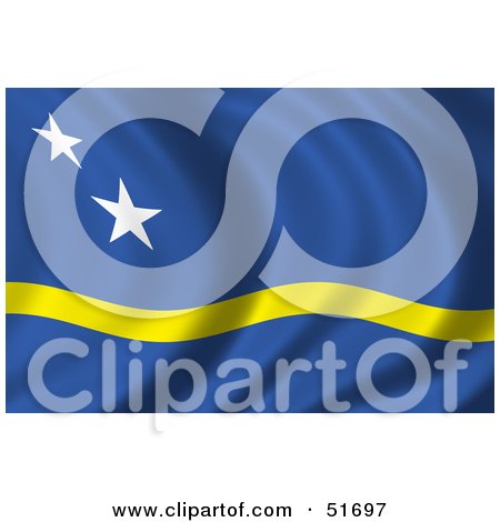 Royalty-Free (RF) Clipart Illustration of a Wavy Curacao Flag by stockillustrations