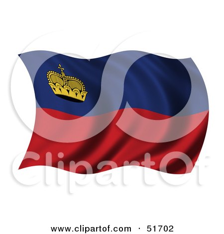 Royalty-Free (RF) Clipart Illustration of a Wavy Liechtenstein Flag by stockillustrations