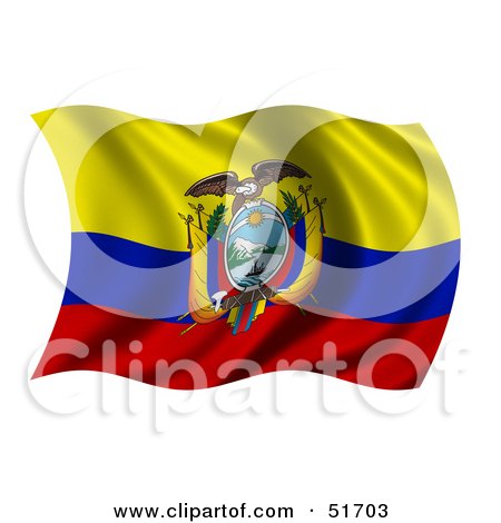 Royalty-Free (RF) Clipart Illustration of a Wavy Ecuador Flag by stockillustrations