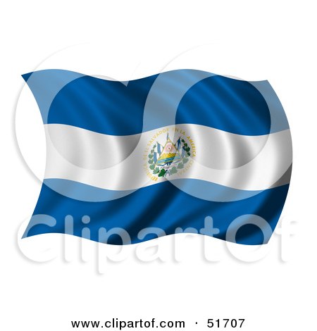 Royalty-Free (RF) Clipart Illustration of a Wavy El Salvador Flag by stockillustrations