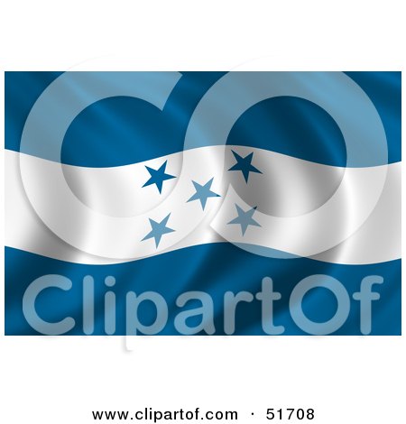 Royalty-Free (RF) Clipart Illustration of a Wavy Honduras Flag by stockillustrations