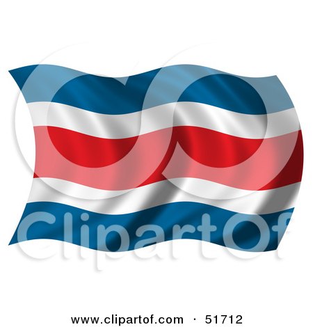 Royalty-Free (RF) Clipart Illustration of a Wavy Costa Rica Flag - Version 1 by stockillustrations