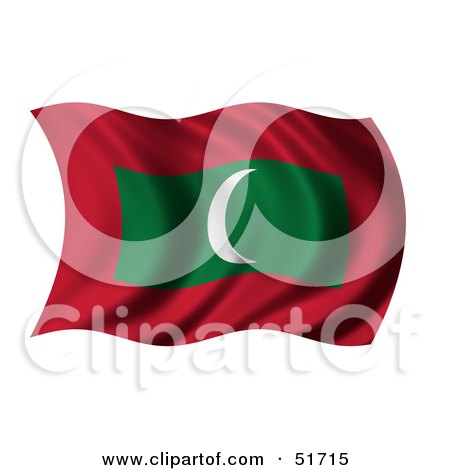 Royalty-Free (RF) Clipart Illustration of a Wavy Maldives Flag - Version 1 by stockillustrations