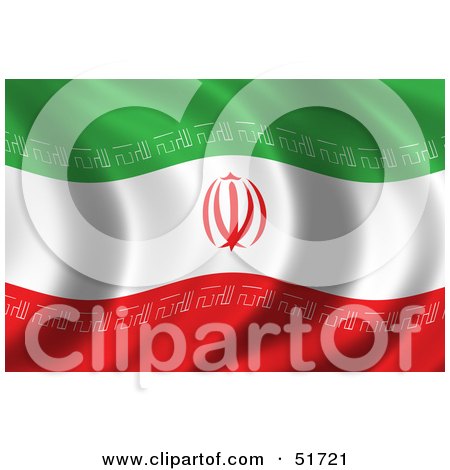 Royalty-Free (RF) Clipart Illustration of a Wavy Iran Flag by stockillustrations