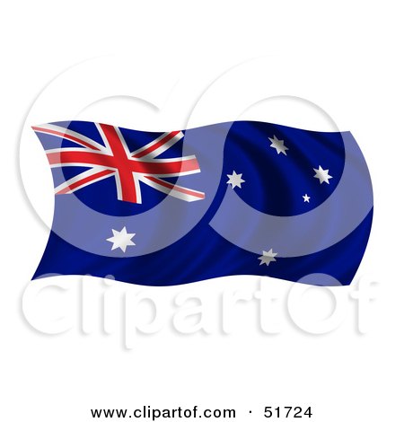 Royalty-Free (RF) Clipart Illustration of a Wavy Australian Flag by stockillustrations