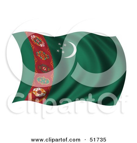 Royalty-Free (RF) Clipart Illustration of a Wavy Turkmenistan Flag by stockillustrations