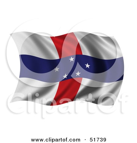 Royalty-Free (RF) Clipart Illustration of a Wavy Netherlands Antilles Flag by stockillustrations