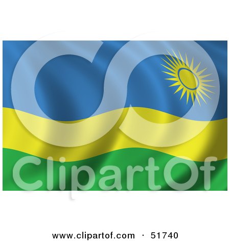 Royalty-Free (RF) Clipart Illustration of a Wavy Rwanda Flag by stockillustrations