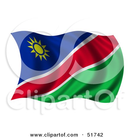 Royalty-Free (RF) Clipart Illustration of a Wavy Namibia Flag by stockillustrations