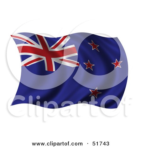 Royalty-Free (RF) Clipart Illustration of a Wavy New Zealand Flag - Version 1 by stockillustrations