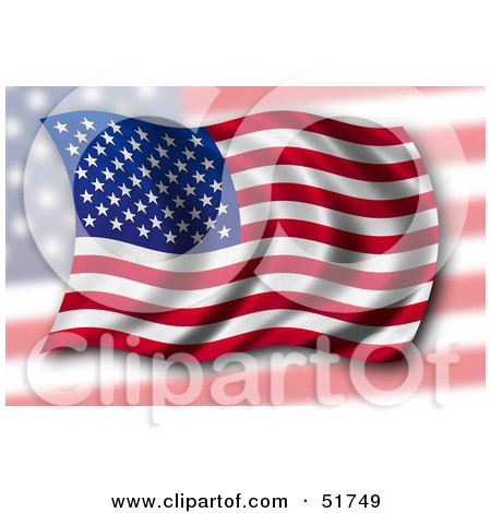 Royalty-Free (RF) Clipart Illustration of a Wavy USA Flag by stockillustrations