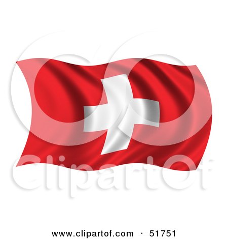 Royalty-Free (RF) Clipart Illustration of a Wavy Swiss Flag - Version 1 by stockillustrations