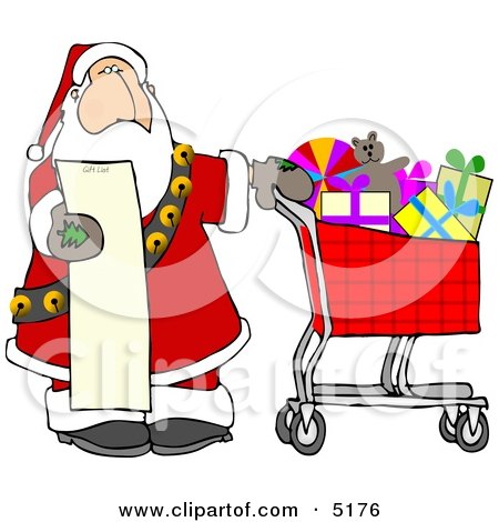 Santa Shopping in a Toy Store from His List Clipart by djart
