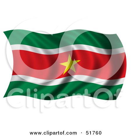 Royalty-Free (RF) Clipart Illustration of a Wavy Suriname Flag by stockillustrations