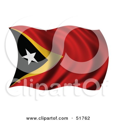 Royalty-Free (RF) Clipart Illustration of a Wavy Timor Leste Flag by stockillustrations