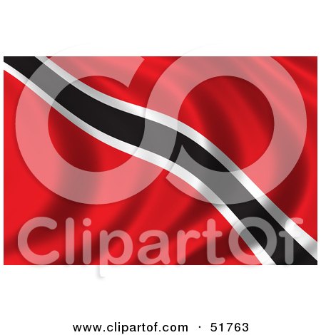 Royalty-Free (RF) Clipart Illustration of a Wavy Trinidad Flag by stockillustrations
