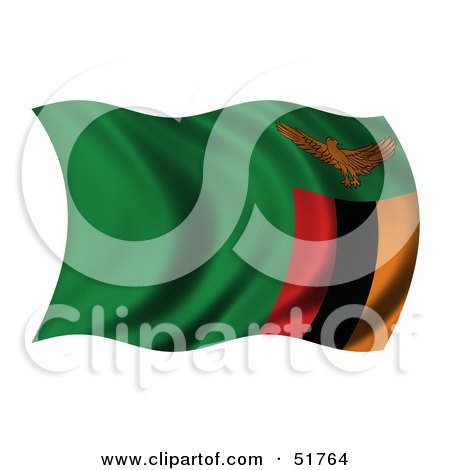 Royalty-Free (RF) Clipart Illustration of a Wavy Zambia Flag by stockillustrations