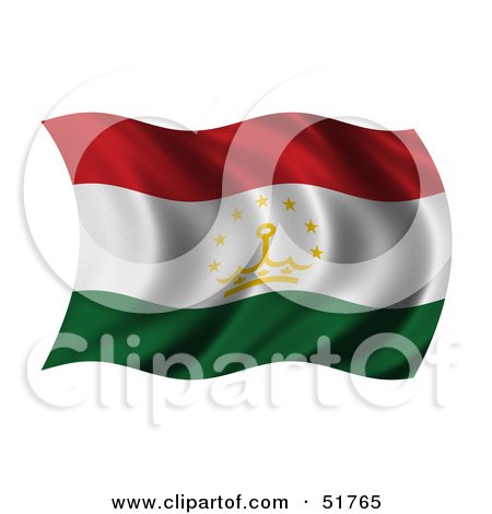 Royalty-Free (RF) Clipart Illustration of a Wavy Tajikistan Flag by stockillustrations