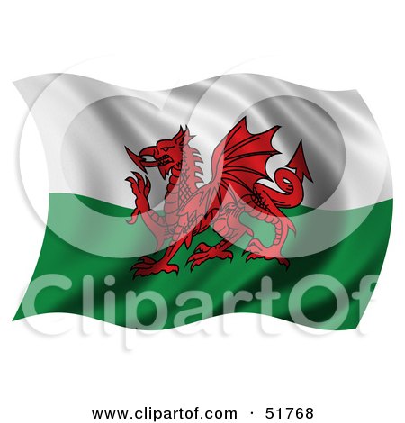 Royalty-Free (RF) Clipart Illustration of a Wavy Wales Flag by stockillustrations