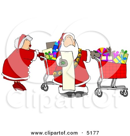 Mr. and Mrs Claus Shopping for Christmas Presents Clipart by djart
