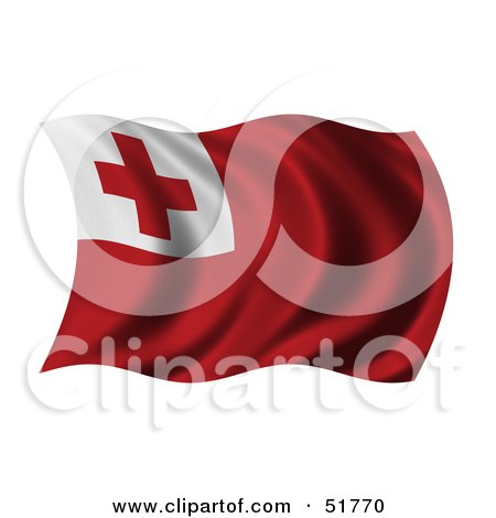 Royalty-Free (RF) Clipart Illustration of a Wavy Tonga Flag by stockillustrations
