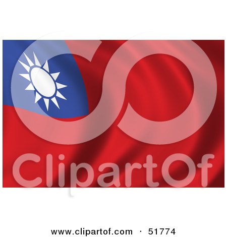 Royalty-Free (RF) Clipart Illustration of a Wavy Taiwan Flag by stockillustrations